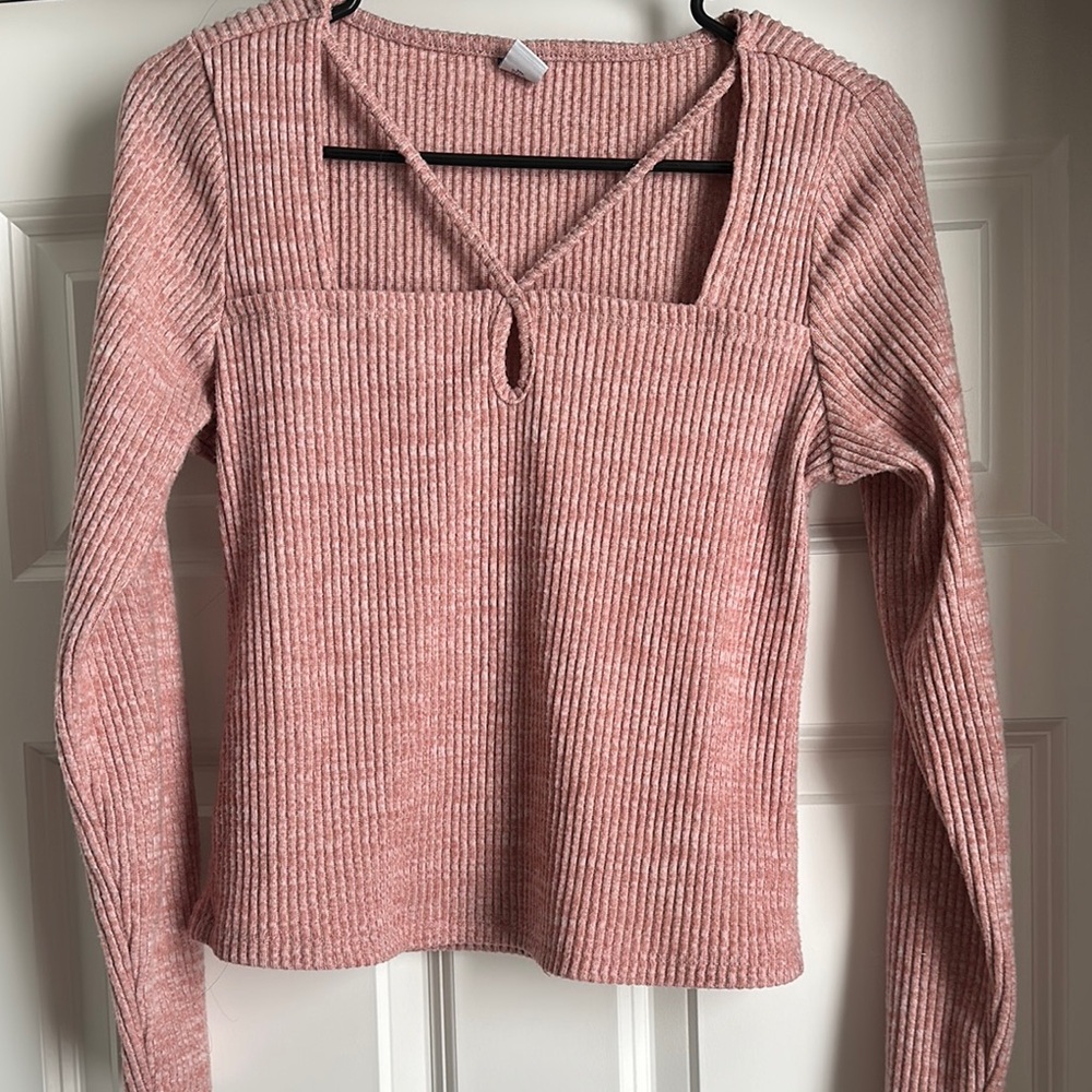 Women's Pink Ribbed Knit Top